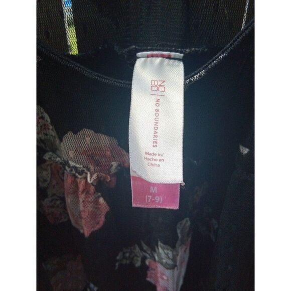 Black & Pink floral sheer/solid top junior's medium 7/9 - Picture 7 of 8